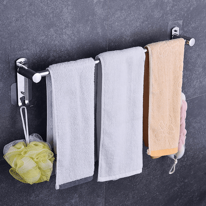 80Cm Stainless Steel Single Double Shelf Wall Mounted Bath Towel Rail Rack for Bathroom Storage Shelf Towel Racks - Trendha