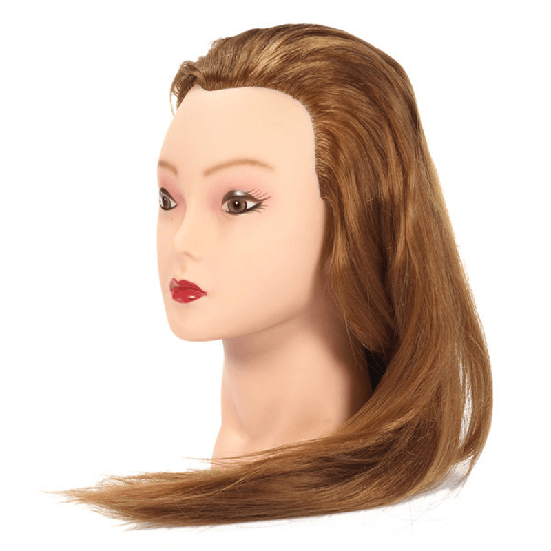 Golden Long Straight Hair Training Head Cutting Practice Mannequin Clamp Holder Hairdressing Braidin - Trendha
