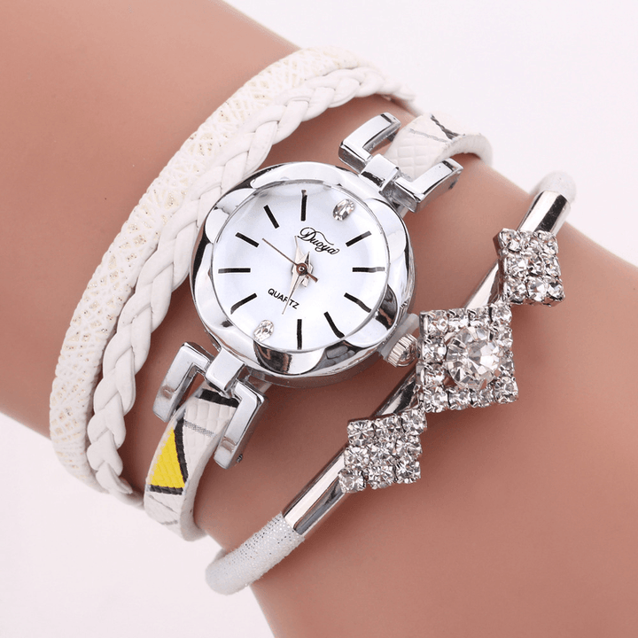 DUOYA D255 Flower Dial Show Fashionable Women Bracelet Watch Tourist Dress Retro Style Quartz Watch - Trendha