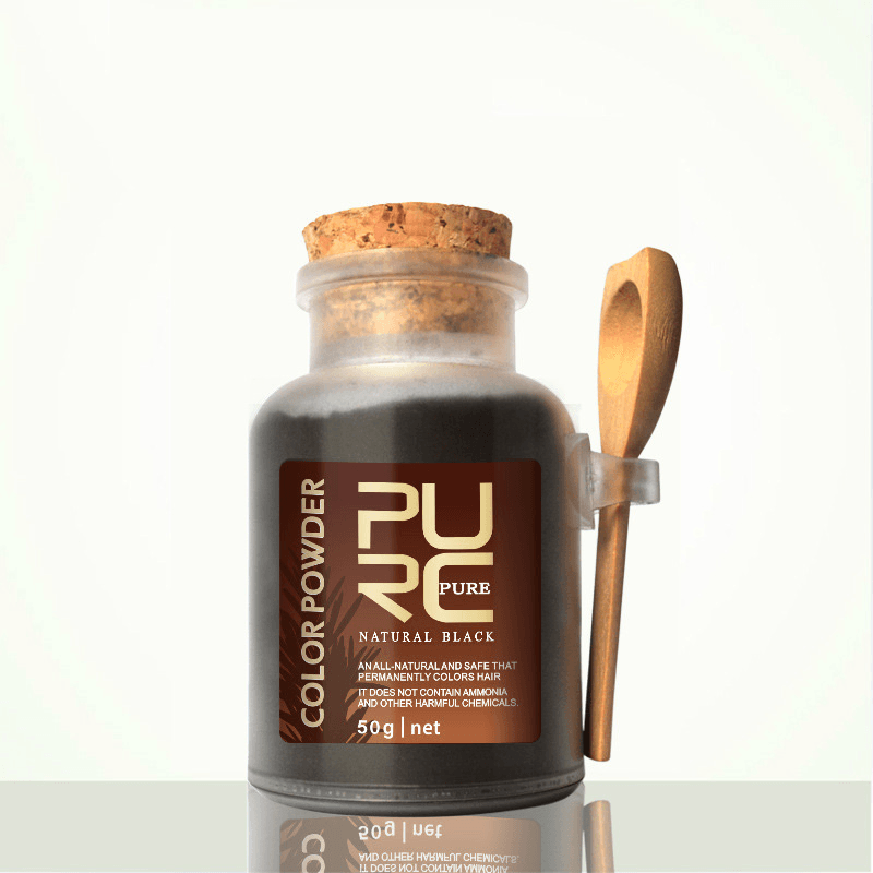 PURC Hair Color Powder Black Organic Herbal Hair Dyes Coloring Permanently 50ML - Trendha