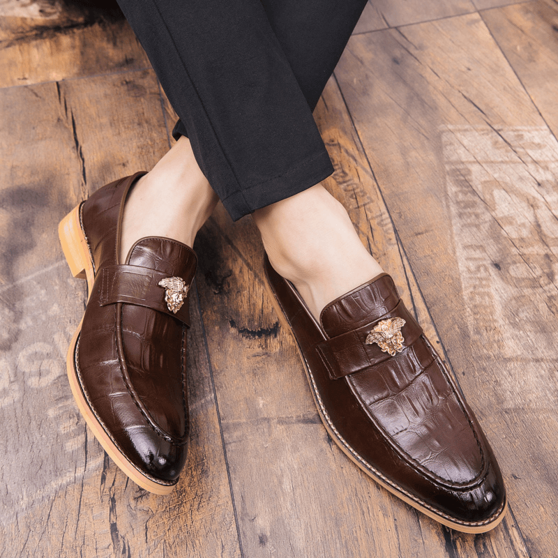 Men Genuine Leather Pattern Dress Shoe Casual Business Oxfords - Trendha