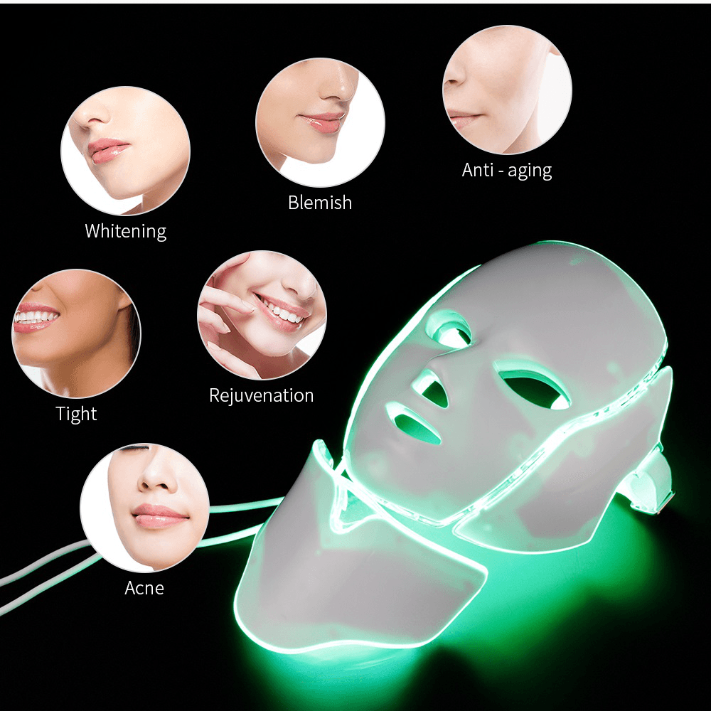 LED Colorful Acne Removing Neck Color Light Beauty Instrument Brightening and Rejuvenating Face Mask - Trendha