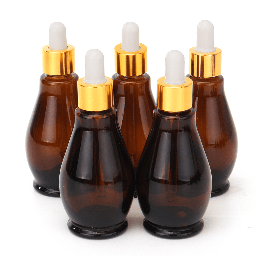 5Pcs Amber Glass Pipette Eye Dropper Bottles for Aromatherapy Essential Oil Perfume Toner - Trendha