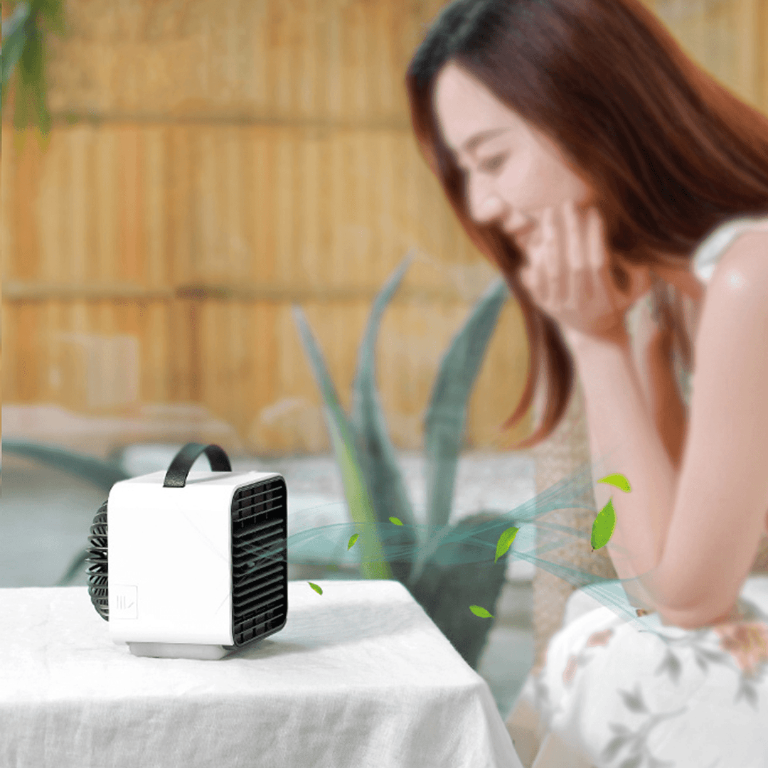 Mini Air Conditioner Fan USB Charging 3 Gear Adjustable Cooling Fan Desktop Humidifier with Night Light Camping Travel - Trendha