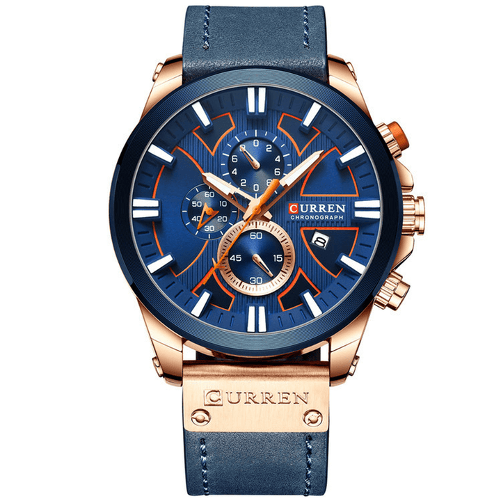 CURREN 8346 Chronograph Sport Men Wrist Watch Leather Watch Band Quartz Watch - Trendha