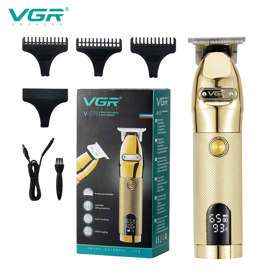 VGR V-275 Hair Trimmer Cordless Rechargeable Hair Clipper Hair Cutter Beard Trimmer LED Oil Head Professional Barber Trimmer - Trendha