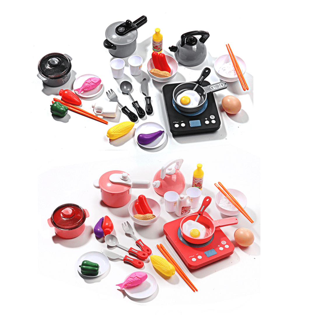 36 Pcs Simulation Mini Kitchen Cooking Pretend Play Set Educational Toy with Lights and Music for Kids Gift - Trendha