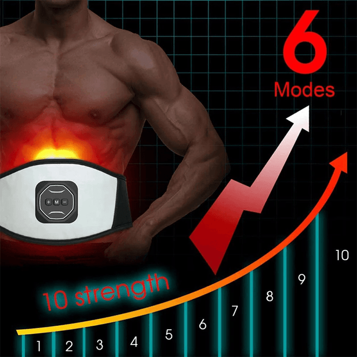 Intelligent USB Rechargeable Fitness Trainer Belt LED Display Electrical Muscle Stimulator Abdominal Home Gym Training - Trendha