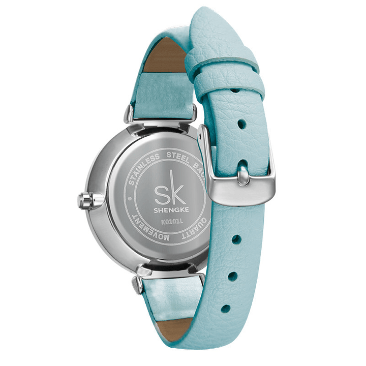SHENGKE SK K0101 Concise Butterfly Leather Strap Fashion Female Wristband Fresh Color Women Quartz Watch - Trendha