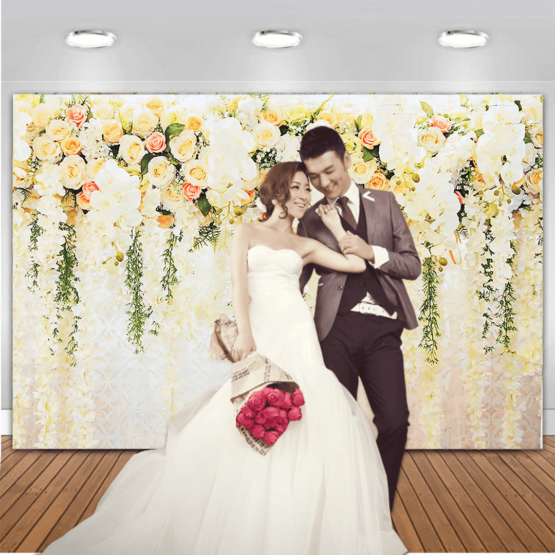 210X150Cm Floral Wedding Backdrop Rose Wall Background Bridal Wedding Decorations - Trendha