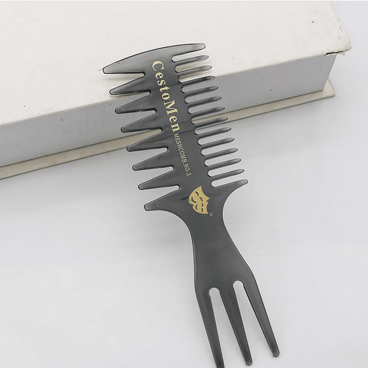 Retro Men'S Head Comb Big Back Shape Comb Wide Tooth Head Insert Comb Fork Hair Scissors Tool - Trendha