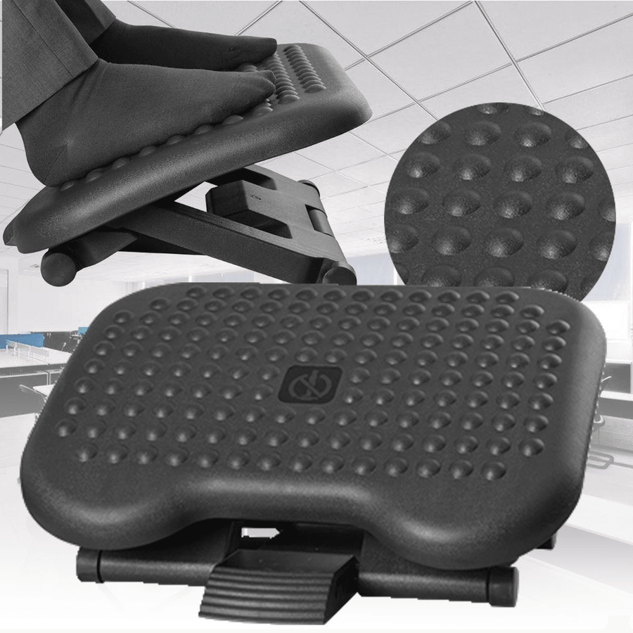 Adjustable Tilting Footrest under Desk Ergonomic Office Foot Rest Pad Footstool Foot Pegs - Trendha