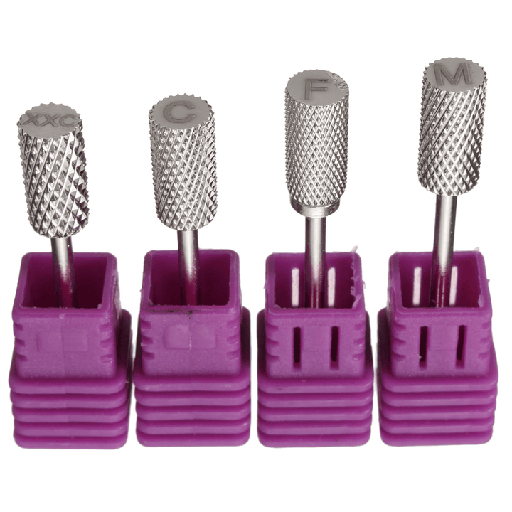 4Pcs Electric Carbide Nail File Drill Bits Kit Polish Cylindrical Manicure Tools - Trendha