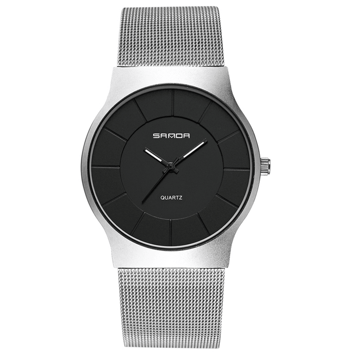 SANDA P209 Men Watch Ultra Thin Fashion Stainless Strap Male Quartz Wrist Watch - Trendha