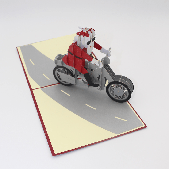 Christmas 3D Motorcycle Santa Claus Pop up Greeting Card Christmas Gifts Party Greeting Card - Trendha