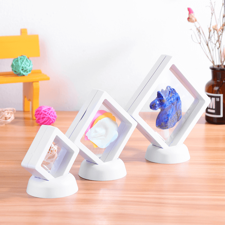 Square 3D Album Floating Frame Holder Coin Box Jewelry Box Display Showcase with Stand - Trendha