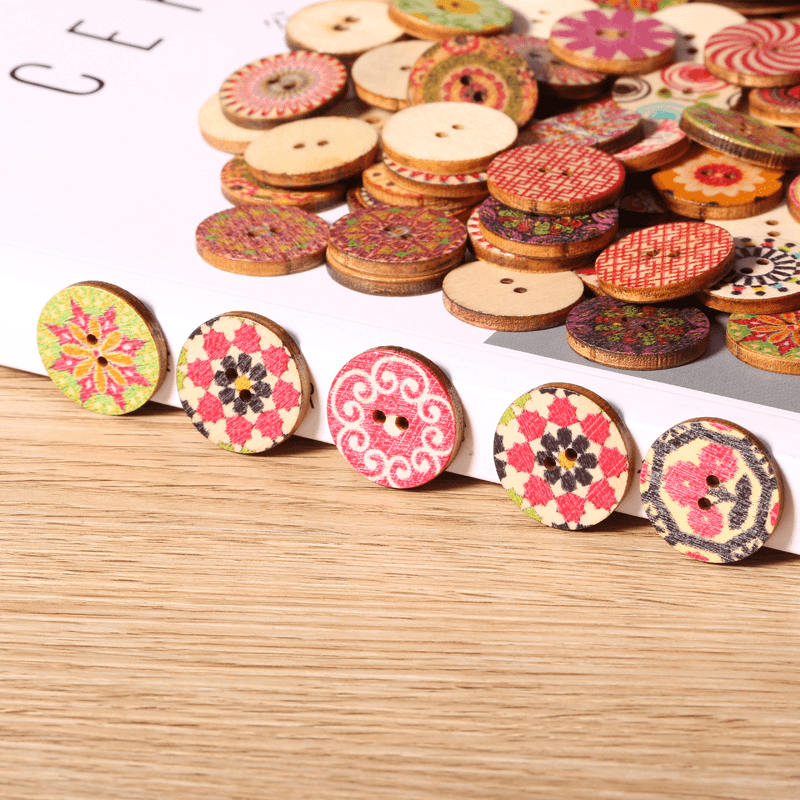 100 Pieces of Vintage Wooden Sewing Buttons for DIY Crafts, Bag, Hat, and Clothing Decoration - Trendha