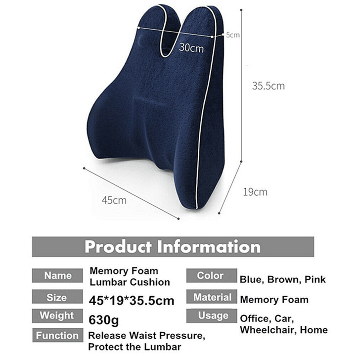 Memory Foam Seat Chair Lumbar Back Support Cushion Pillow for Car Office Home Seat Back Cushion - Trendha