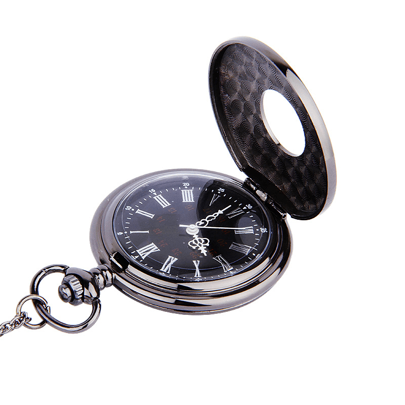 Vintage Retro Roman Arabic Number Time Display Quartz Chain Pocket Watch - Trendha
