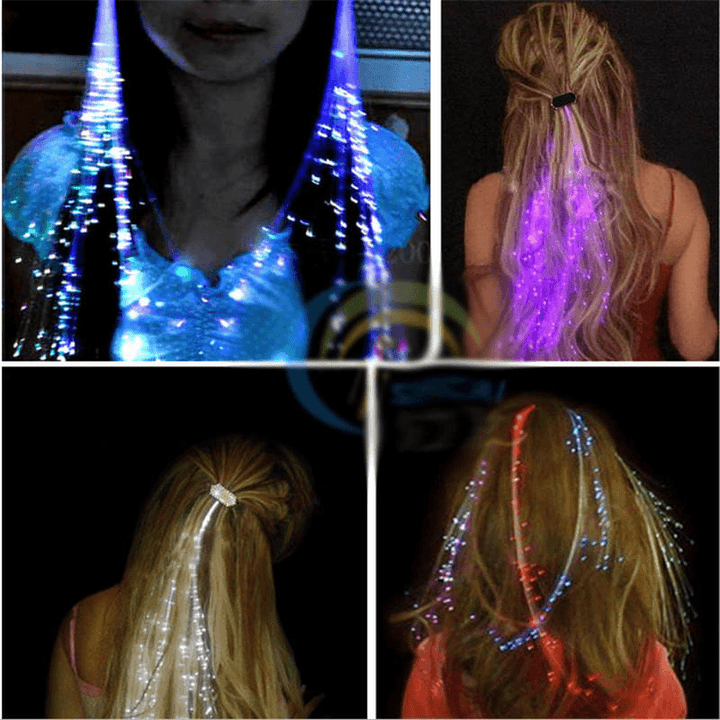 4PCS Flash LED Hair Braid 40CM Decoration Toys Christmas Party Fiber Extension Barrette - Trendha