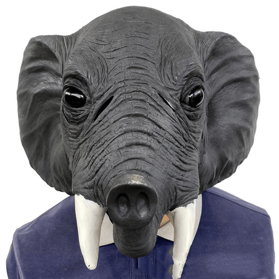 26*43*28Cm Grey Elephant Environmental Protection Latex Mask for Halloween Toys - Trendha