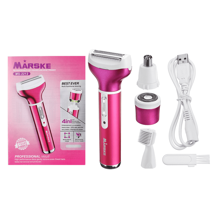 4 in 1 Skin Women Painless Hair Remover USB Rechargeable Face Hair Removal Epilator - Trendha