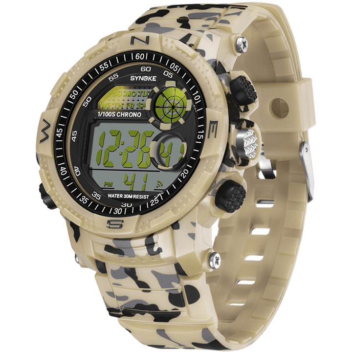 SYNOKE 9033 Sport Men Watch Waterproof Luminous Date Week Display Camouflage Outdoor Digital Watch - Trendha