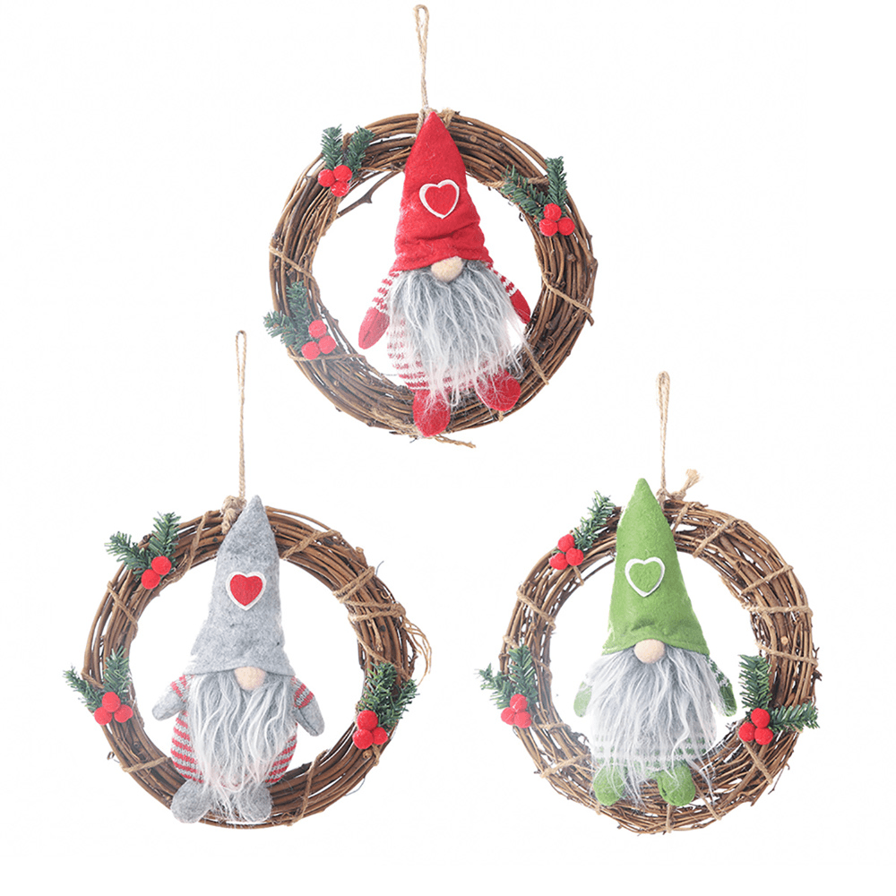Hanging Non-Woven Hat with Heart Rattan Swedish Santa Gnome Handmade Figurine Home Ornaments Christmas Decoration Toys Table Decor - Trendha