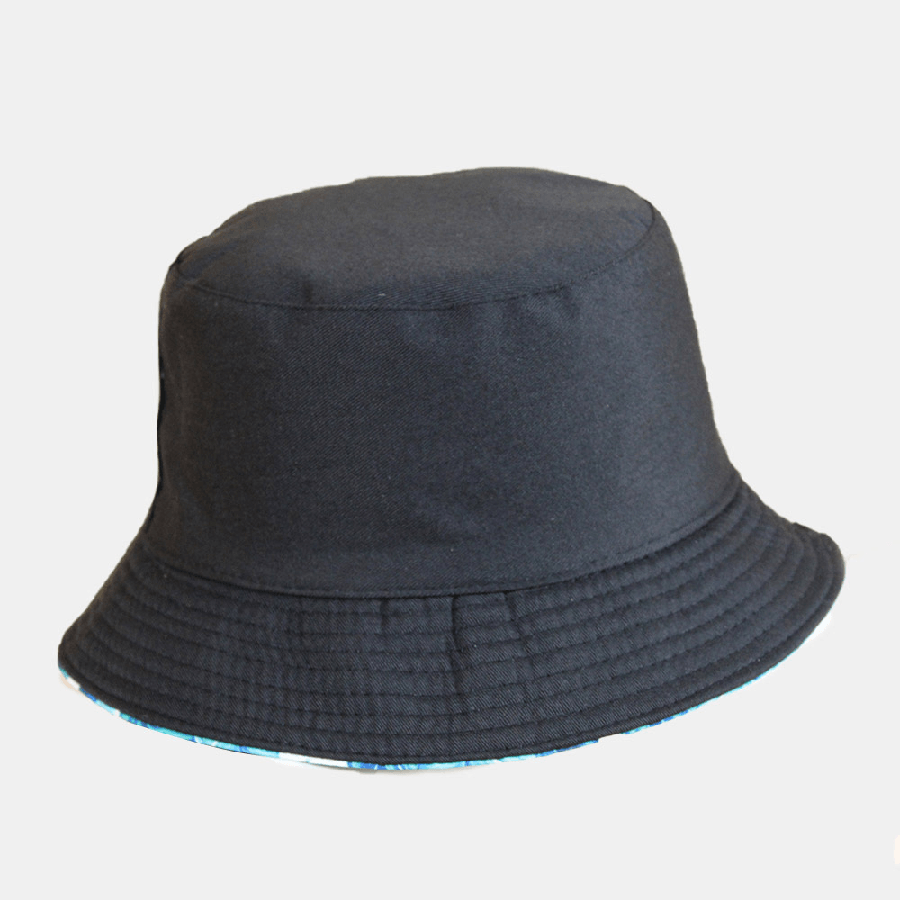 Unisex Overlay Leaves Print Reversible Bucket Hat Double-Side-Wear Sun Hat Summer Travel Beach Hat - Trendha