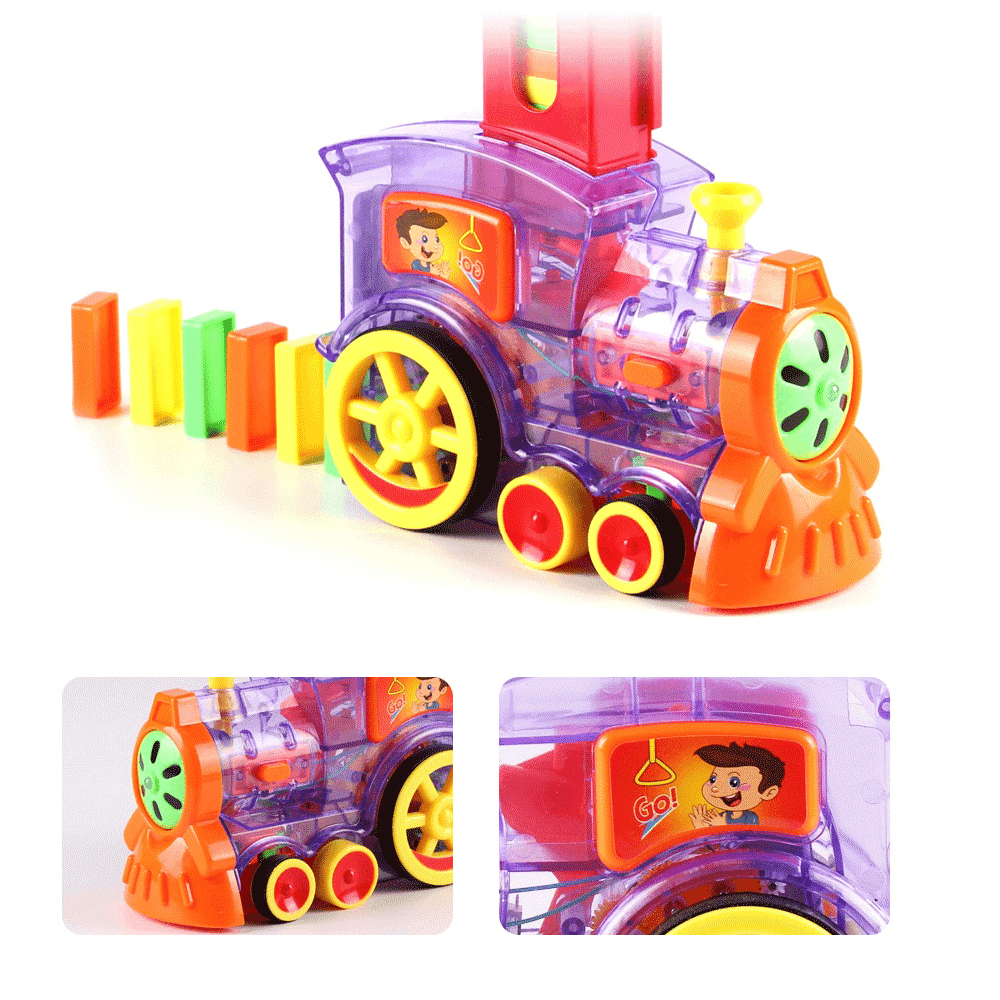 80 Pcs Train Electric Domino Car Model Magical Automatic Set Game Building Blocks Car Stacking for Kid Gift - Trendha