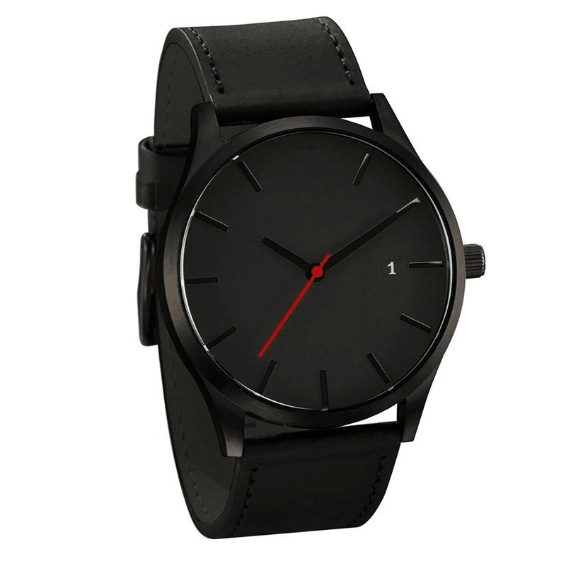 Casual Fashion Big Dial with Calendar Matte PU Leather Strap Men Wristwatch Quartz Watch - Trendha