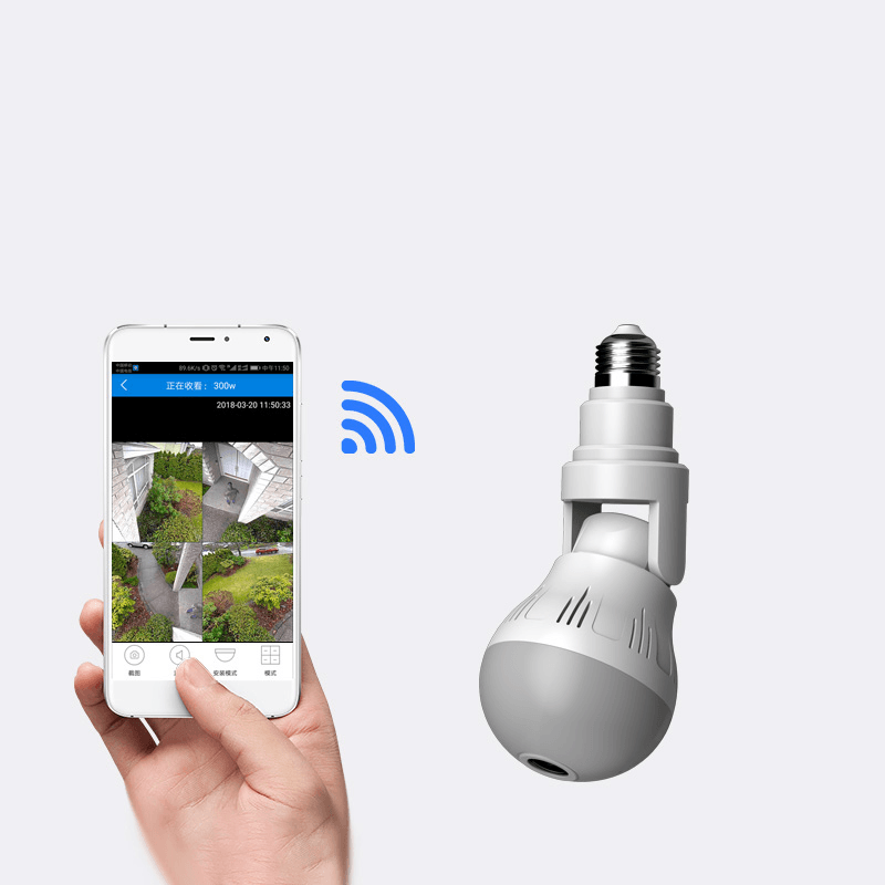 XIAOVV D5 360° Panorama 1080P WIFI Light Bulb Camera H.265 Two-Way Audio V380 APP Control Lighting Bulb Lamp Wireless Security Surveillance Indoor IP Camera - Trendha