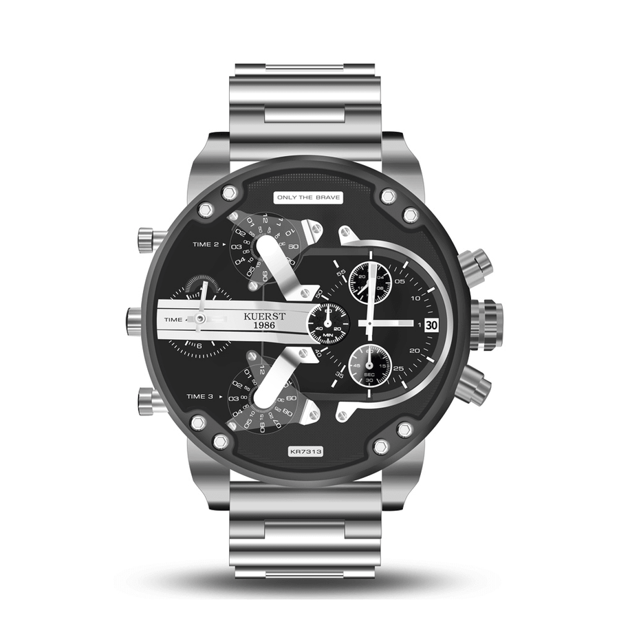 KUERST 7313 Working Little Dials Waterproof Quartz Watch Unique Design Full Steel Men Wrist Watch - Trendha