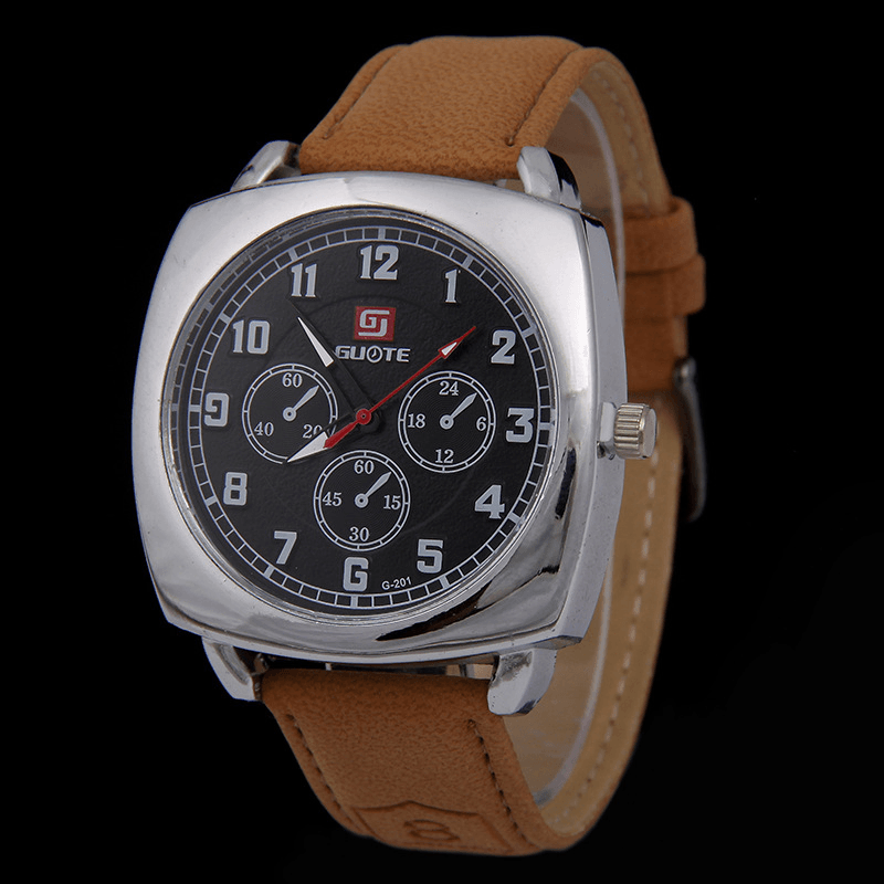 Fashion Alloy PU Leather Strape Sports Square Watch Head Military Watch Belt Quartz Watch - Trendha