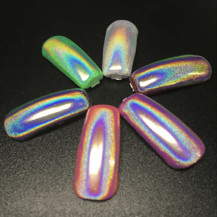 Holographic Laser Nail Art Powder Holo Effect DIY Powders Silver Pigment Hologram Rainbow - Trendha
