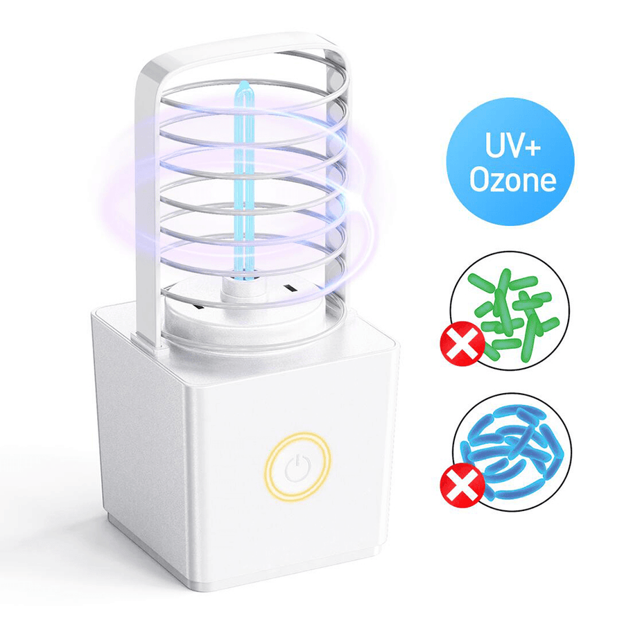 ZW03 Portable UV Ozone Germicidal Lamp Double Sterilization Light Wireless USB Charging 20㎡ Area Sterilizer Light Lamp for Car Baby Room Bedroom Kitchen Bathroom - Trendha