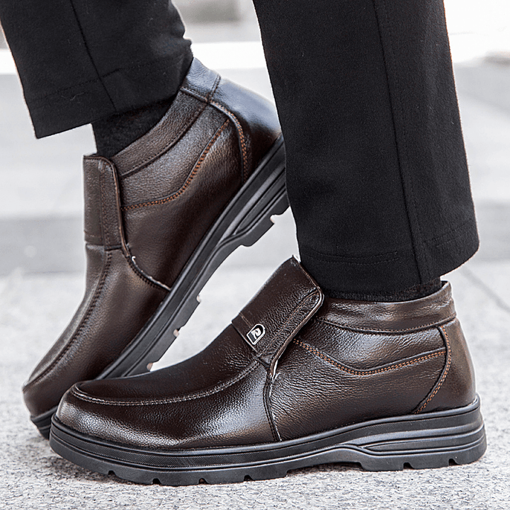 Men Comfy Waterproof Non Slip Warm Soft Business Casual Ankle Boots - Trendha