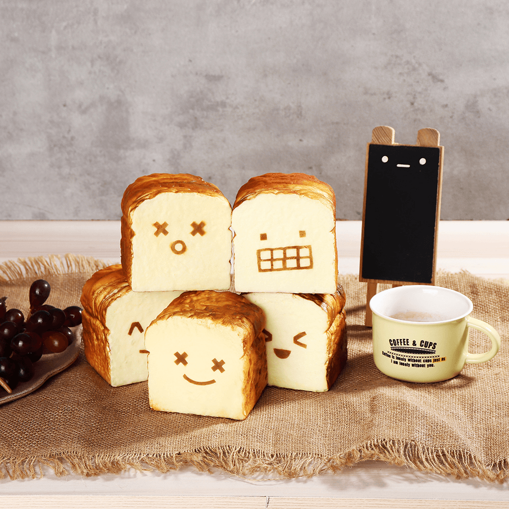 Bread Squishy Toast 8CM Funny Expressions Jumbo Gift Collection with Packaging - Trendha