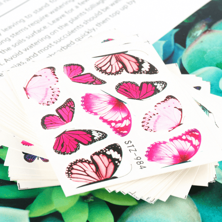 30 Pcs Nail Art Stickers Retro Watercolor Big Butterfly Water Transfer Stickers - Trendha