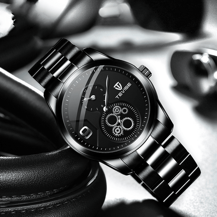 TEVISE T873 Chronograph Full Steel Men Wrist Watch Waterproof Automatic Mechanical Watch - Trendha