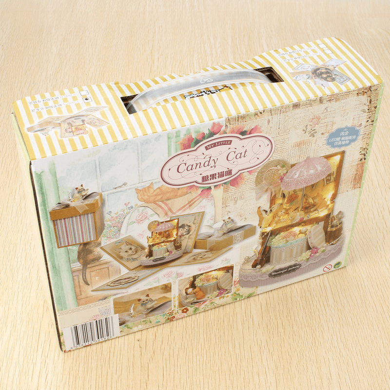 Cuteroom Dollhouse Candy Cat Y-006 DIY Doll House Miniature Kit Gift Collection Decor - Trendha