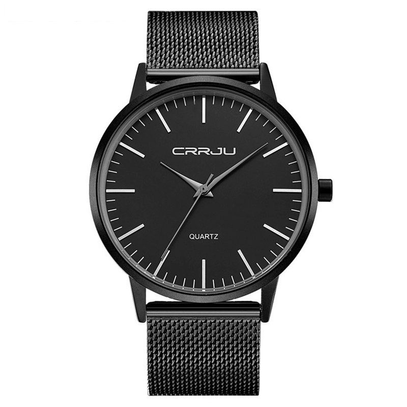 CRRJU Ultra Thin Men Watches Stainless Steel Mesh Strap Business Casual Gold Men Watches - Trendha