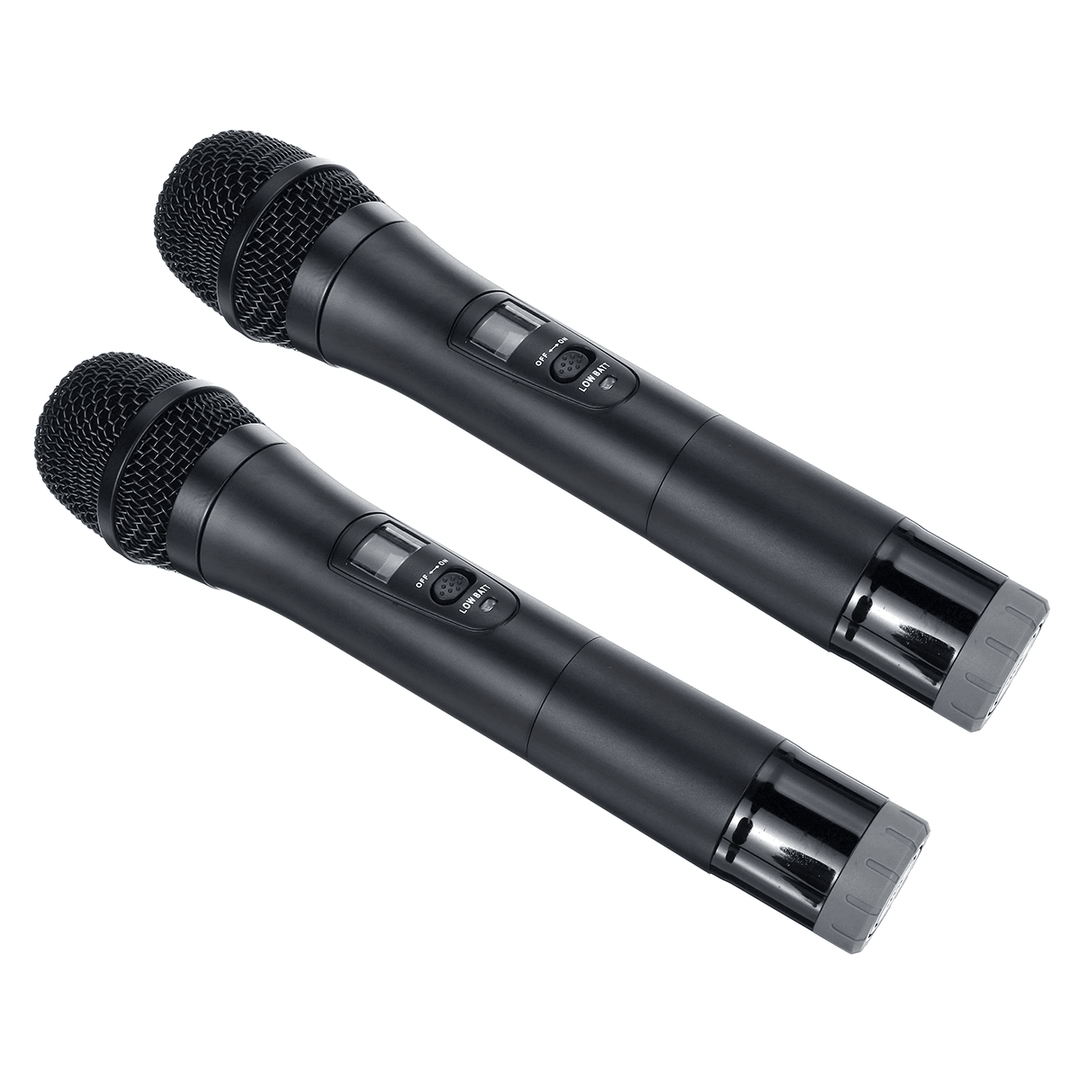 Professional UHF Double Wireless Handheld Karaoke Microphone with 3.5Mm Receiver - Trendha