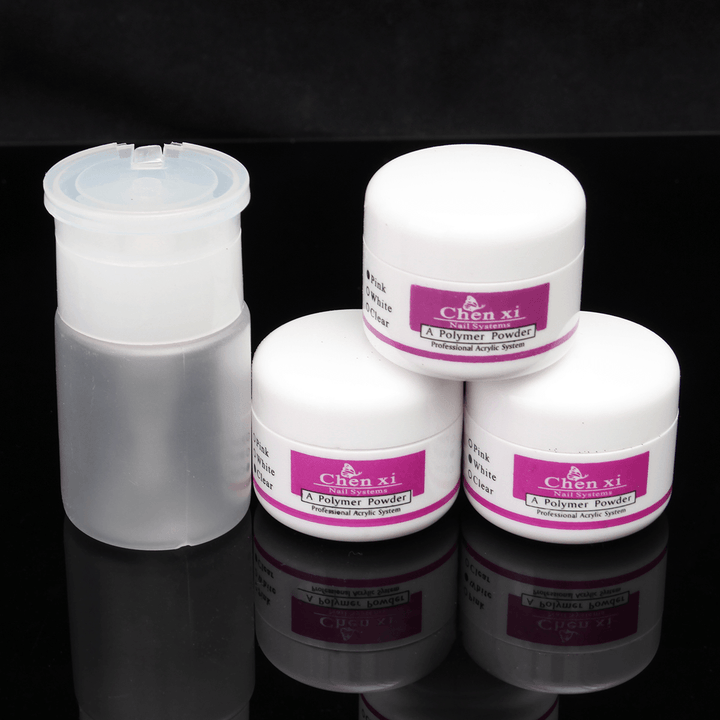 Acrylic Powder Nail Art Set Pink False Nail Art Cutter Liquid Pump Dispenser Sanding File - Trendha