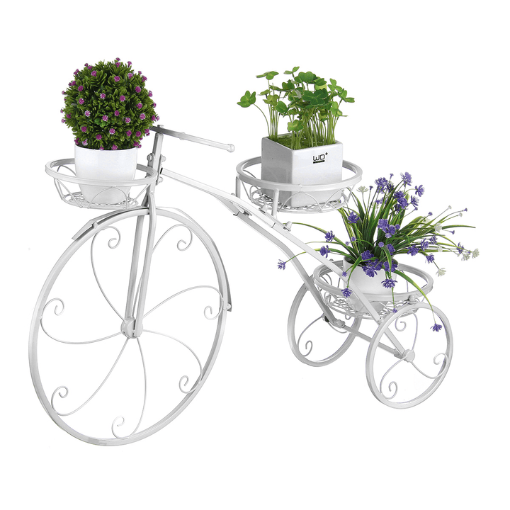 3 Tier Bicycles Plant Stand Metal Flower Pots Garden Decor Shelf Rack - Trendha