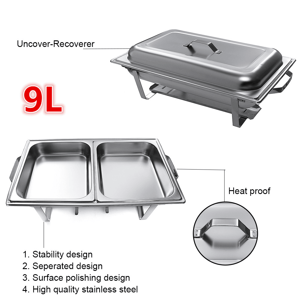 9L a Set Buffet Stove of Two Plates Variable Heat Control Food Warmer Storage Decor Decorations for Wedding Party Canteen - Trendha