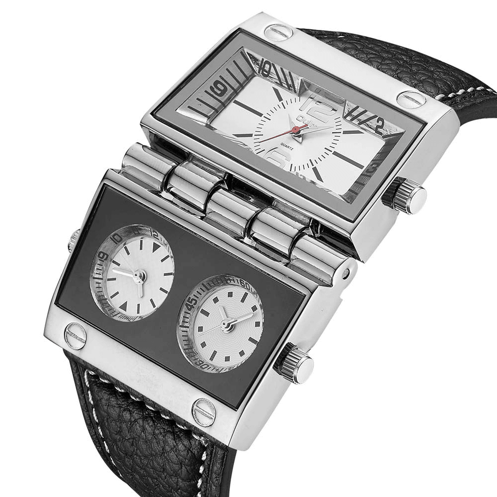Fashion Casual Leather Men Vintage Watch Decorated Pointer Three-Dial Creative Quartz Watch - Trendha