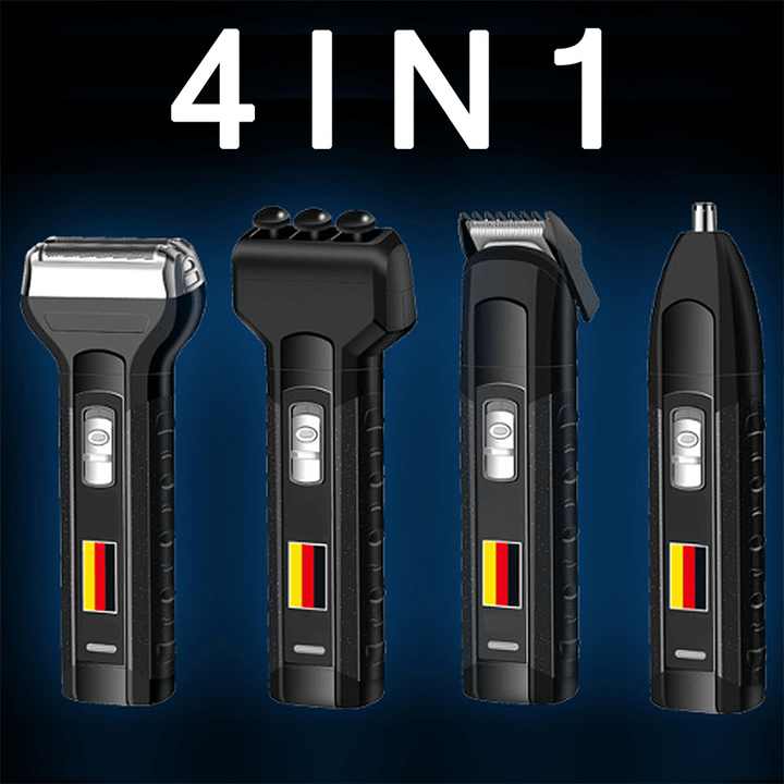 4 in 1 Rechargeable Electric Beard Shaver Hair Clipper Nose Hair Trimmer Cordless Massager Razor Men - Trendha