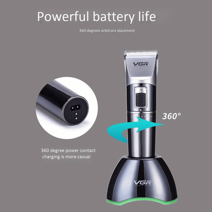 VGR Electric Clipper Ceramic Cutter Head Lcd Rechargeable Adult Children Hair Clipper High Power Fader with Charge EU Plug V-002 - Trendha