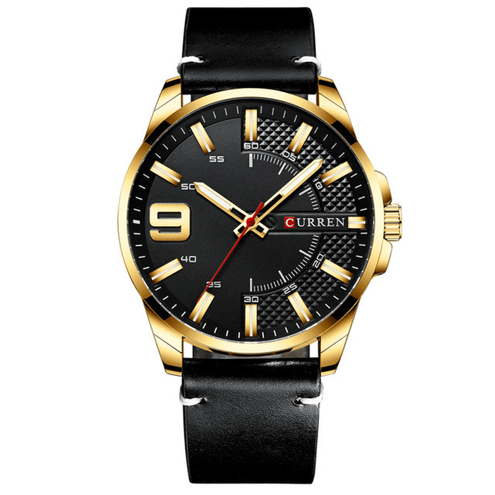 CURREN 8371 Alloy Case Luminous Display Men Wrist Watch Waterproof Leather Band Quartz Watch - Trendha